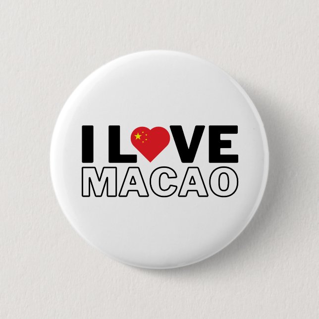 Macaron Rond 5 Cm I LOVE MACAU - For real Macanese! (Devant)