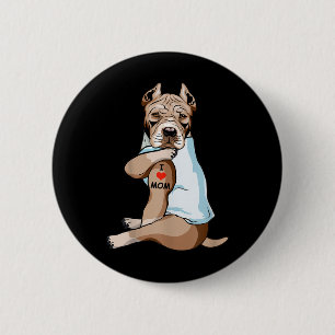 Macaron Rond 5 Cm I Love Maman Tattoo American Pit Bull Maman Amoure