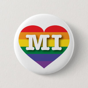 Macaron Rond 5 Cm I Love Michigan Rainbow Heart