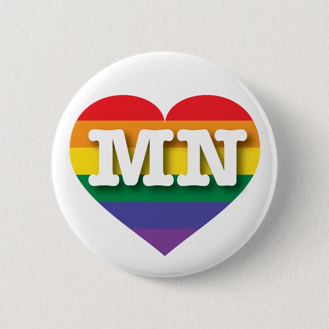 Macaron Rond 5 Cm I Love Minnesota Rainbow Heart (Devant)
