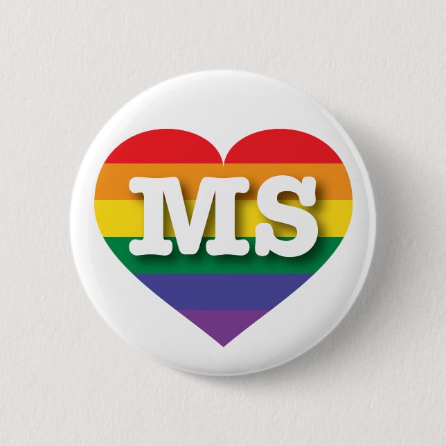 Macaron Rond 5 Cm I Love Mississippi Rainbow Heart (Devant)