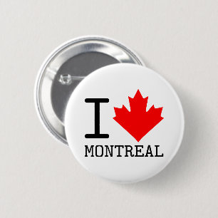 Macaron Rond 5 Cm I Love Montréal, Québec Canada Feuille d'érable