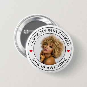 Macaron Rond 5 Cm I Love My Awesome Girlfriend Photo Texte Coeur