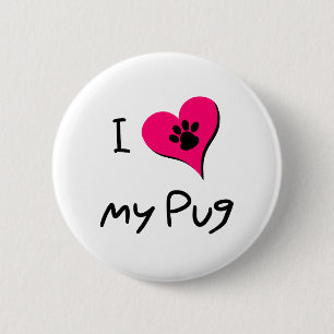 Macaron Rond 5 Cm I Love My Black Carlin Empreinte de patte sur le c