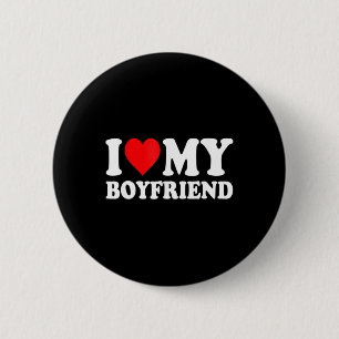 Macaron Rond 5 Cm I Love My Boyfriend Amusant Valentine Red Heart Lo