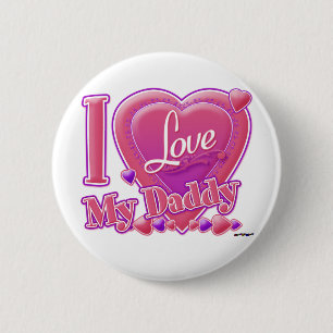 Macaron Rond 5 Cm I Love My Daddy rose/violet - coeur