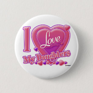 Macaron Rond 5 Cm I Love My Daughters rose/violet - coeur