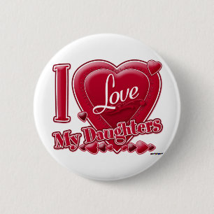 Macaron Rond 5 Cm I Love My Daughters rouge - coeur