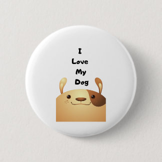 Macaron Rond 5 Cm I Love My Dog - b