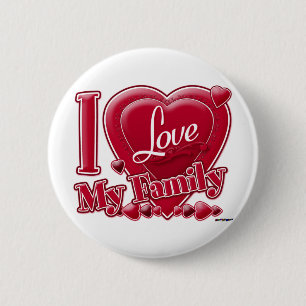 Macaron Rond 5 Cm I Love My Family red - coeur