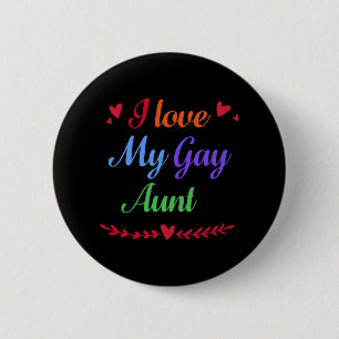 Macaron Rond 5 Cm I Love My Gay Tante GAY PRIDE RAINBOW LGBT