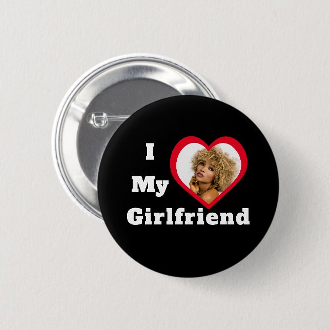 Macaron Rond 5 Cm I Love My Girlfriend Base Photo personnalisée (Devant & derrière)