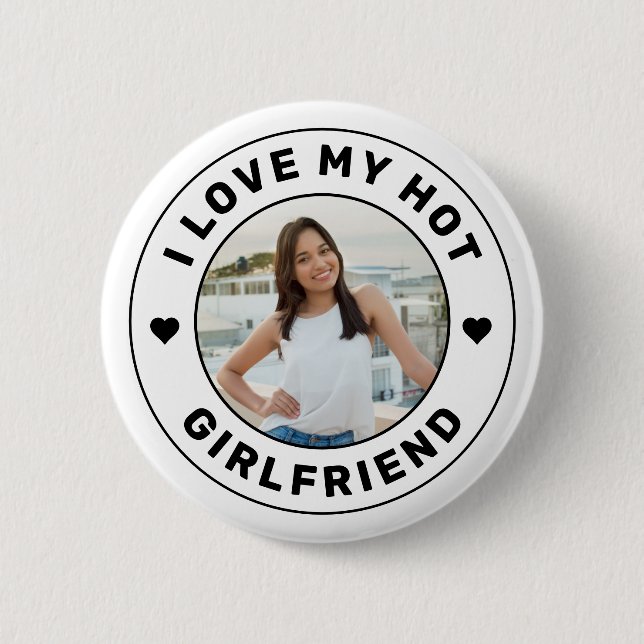 Macaron Rond 5 Cm I Love My Girlfriend Bouton photo personnalisé (Devant)