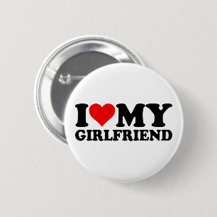 Macaron Rond 5 Cm I Love My Girlfriend Heart My GF Valentine's 1WH1