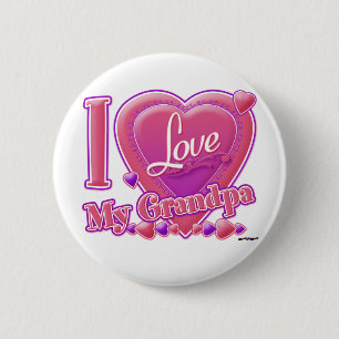 Macaron Rond 5 Cm I Love My Grand-pa rose/violet - coeur