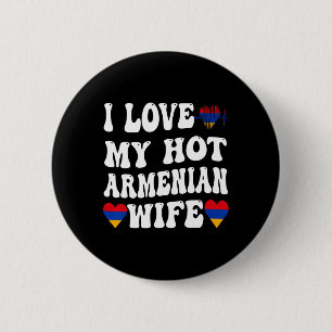 Macaron Rond 5 Cm I Love My Hot Armenian Wife Arménie Drapeau Coeur 