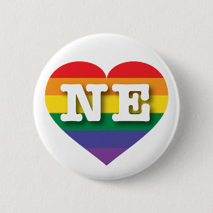 Macaron Rond 5 Cm I Love Nebraska Rainbow Heart