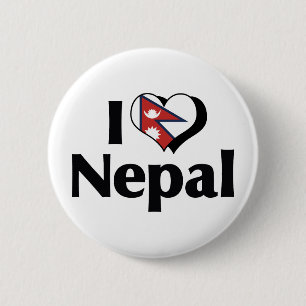 Macaron Rond 5 Cm I Love Nepal Flag