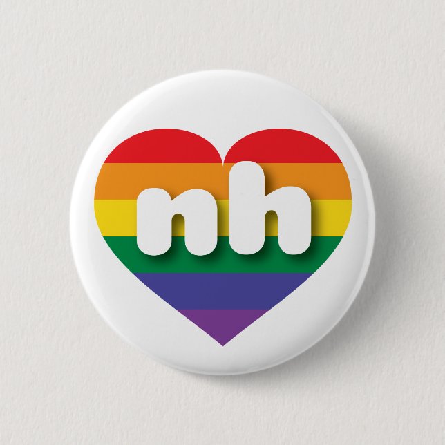 Macaron Rond 5 Cm I Love New Hampshire Rainbow Heart (Devant)