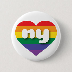 Macaron Rond 5 Cm I Love New York Rainbow Heart