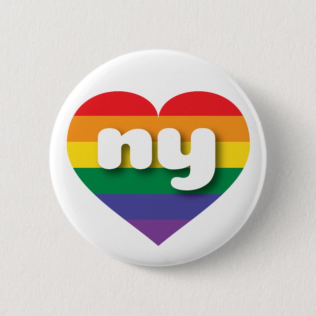 Macaron Rond 5 Cm I Love New York Rainbow Heart (Devant)
