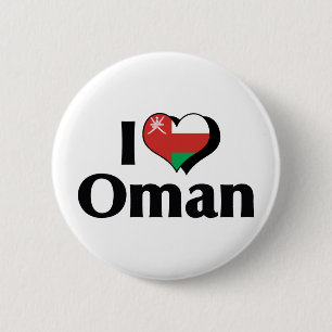 Macaron Rond 5 Cm I Love Oman Flag
