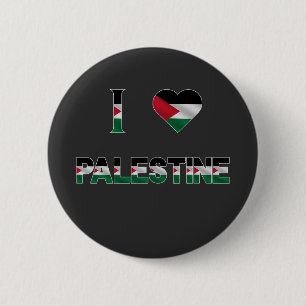 Macaron Rond 5 Cm I Love Palestine Heart Flag Unité Liberté