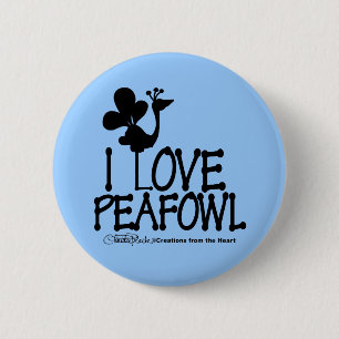 Macaron Rond 5 Cm I Love Paon silhouette