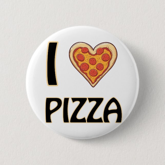 Macaron Rond 5 Cm I love Pizza - Drôle Nourriture Cadeau (Devant)