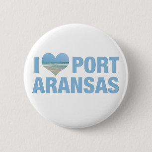 Macaron Rond 5 Cm I Love Port Aransas Cute Texas Beach