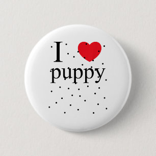 Macaron Rond 5 Cm I Love Puppy Shirt Chien Propriétaire d'animal de