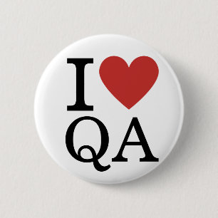 Macaron Rond 5 Cm I ❤️ Love QA - Bouton du service d'assurance de la