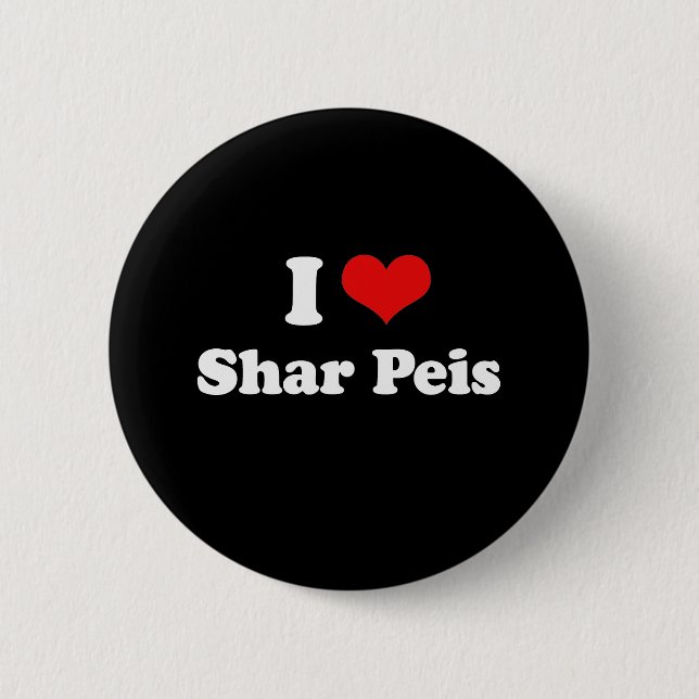 Macaron Rond 5 Cm I Love Shar Peis (Devant)