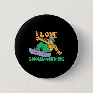 Macaron Rond 5 Cm I Love Snowboard Lover Snowboard Snowboard