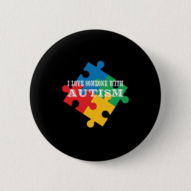 Macaron Rond 5 Cm I Love Someone With Autism (Devant)