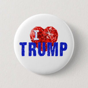 Macaron Rond 5 Cm I Love Trump Heart Red White and Blue