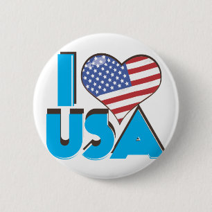 Macaron Rond 5 Cm I Love USA Retro 80s
