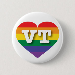 Macaron Rond 5 Cm I Love Vermont Rainbow Heart