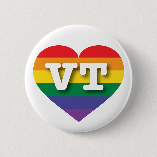 Macaron Rond 5 Cm I Love Vermont Rainbow Heart (Devant)