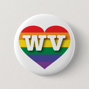 Macaron Rond 5 Cm I Love West Virginia Rainbow Heart