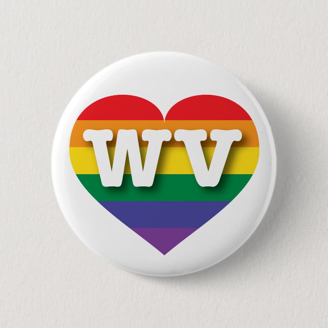 Macaron Rond 5 Cm I Love West Virginia Rainbow Heart (Devant)