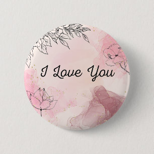 Macaron Rond 5 Cm I love you pink button