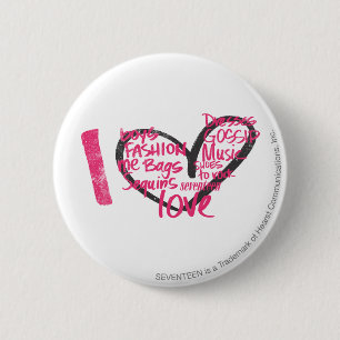 Macaron Rond 5 Cm I magenta de graffiti de coeur