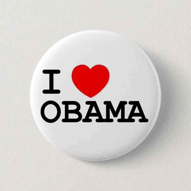 Macaron Rond 5 Cm I Pin d'Obama de coeur (Devant)