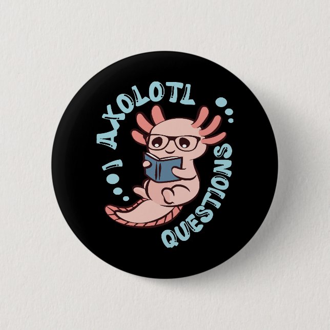 Macaron Rond 5 Cm I Questions Axolotl (Devant)