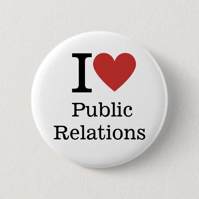 Macaron Rond 5 Cm I ❤️ Relations publiques pour les employés Épingle (Devant)