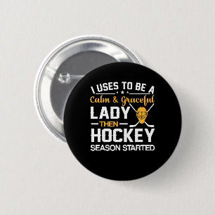 Macaron Rond 5 Cm I soyez saison calme de Madame hockey commencée
