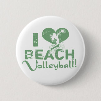 Macaron Rond 5 Cm I volleyball de plage de coeur