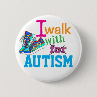 Macaron Rond 5 Cm I Walk With Autism- Autism Awareness Button