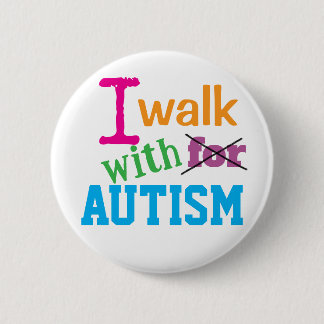 Macaron Rond 5 Cm I Walk With Autism- Colorful Autism Awareness Pin